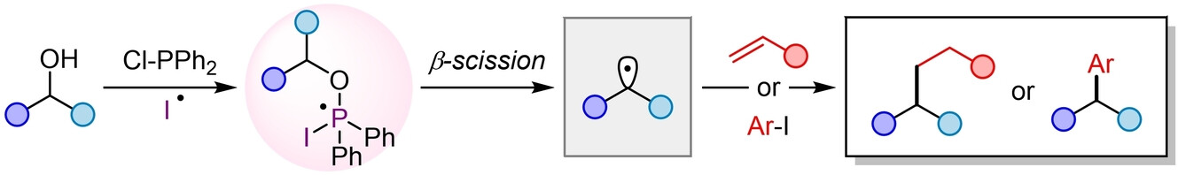 Deoxygenative Transformation of Alcohols via Phosphoranyl Radical from Exogenous Radical Addition