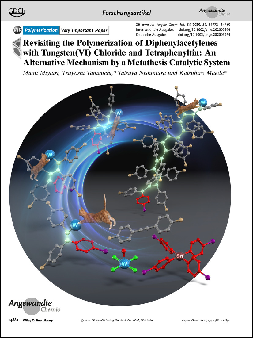 Frontispiz: Revisiting the Polymerization of Diphenylacetylenes with Tungsten(VI) Chloride and Tetraphenyltin: An Alternative Mechanism by a Metathesis Catalytic System Volume 132 Issue 35, 2020
