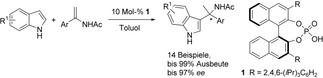 Chiral Brønsted Acid Catalyzed Enantioselective Friedel–Crafts Reaction of Indoles and α-Aryl Enamides: Construction of Quaternary Carbon Atoms