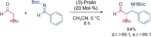 Prolin-katalysierte Mannich-Reaktion von Aldehyden mit N-Boc-Iminen