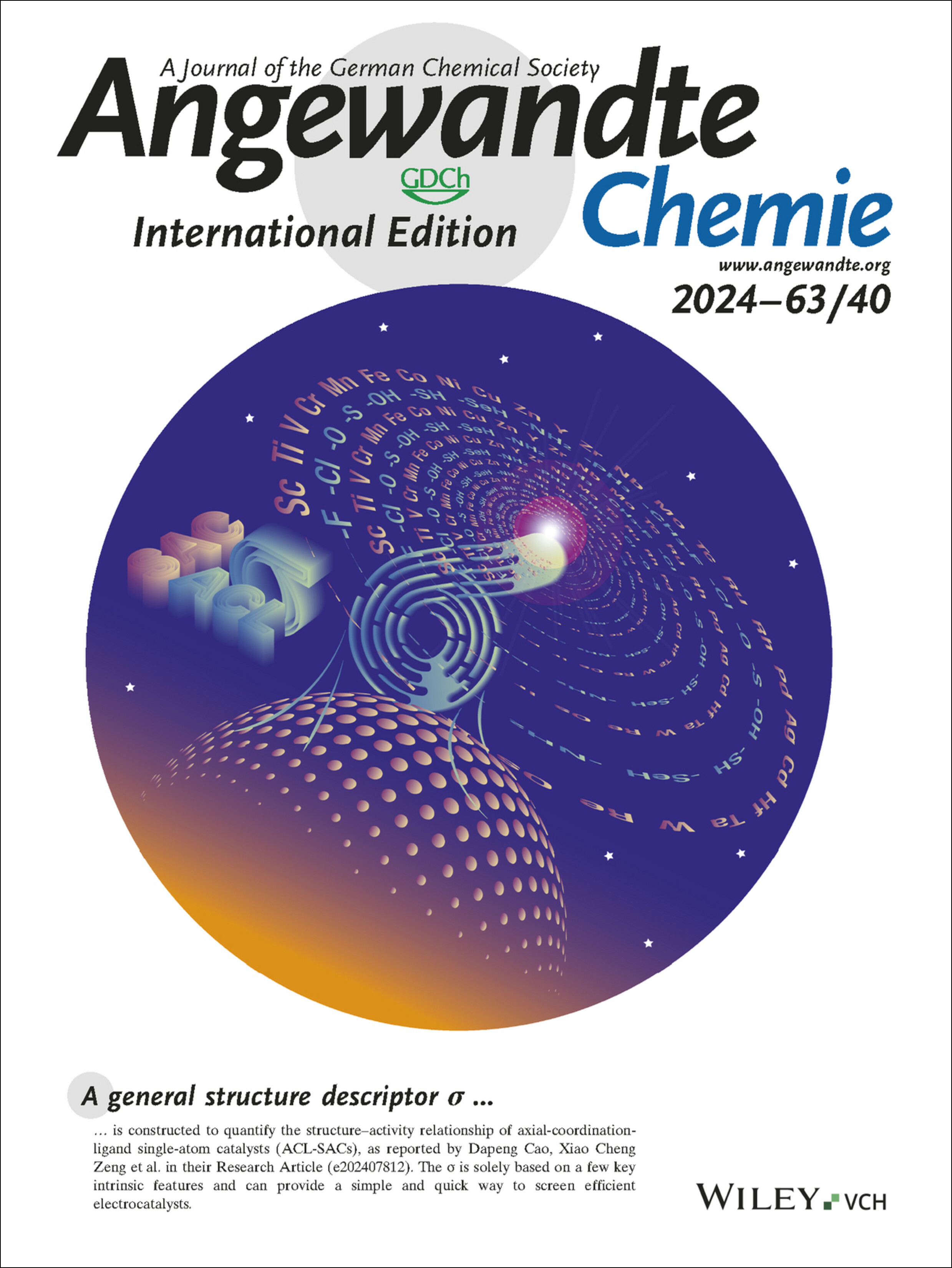 Back Cover: A General Descriptor for Single-Atom Catalysts with Axial Ligands (Angew. Chem. Int. Ed. 40/2024) Volume 63 Issue 40, 2024