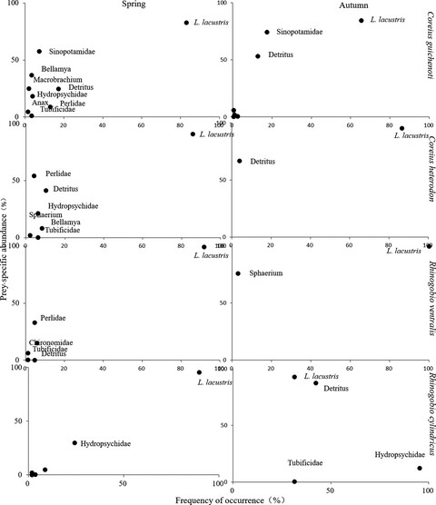Seasonal variations in food resource partitioning among four sympatric gudgeon species in the upper Yangtze River
