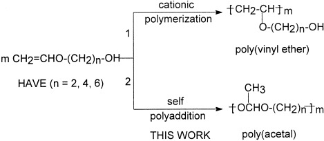 Self-polyaddition of hydroxyalkyl vinyl ethers