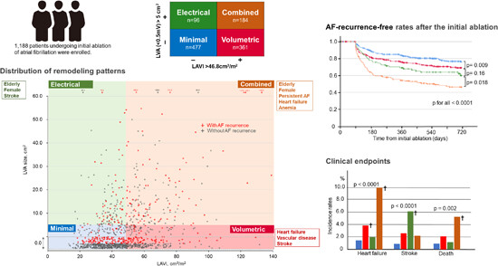 Clinical impact of left atrial remodeling pattern in patients with atrial fibrillation: Comparison of volumetric, electrical, and combined remodeling