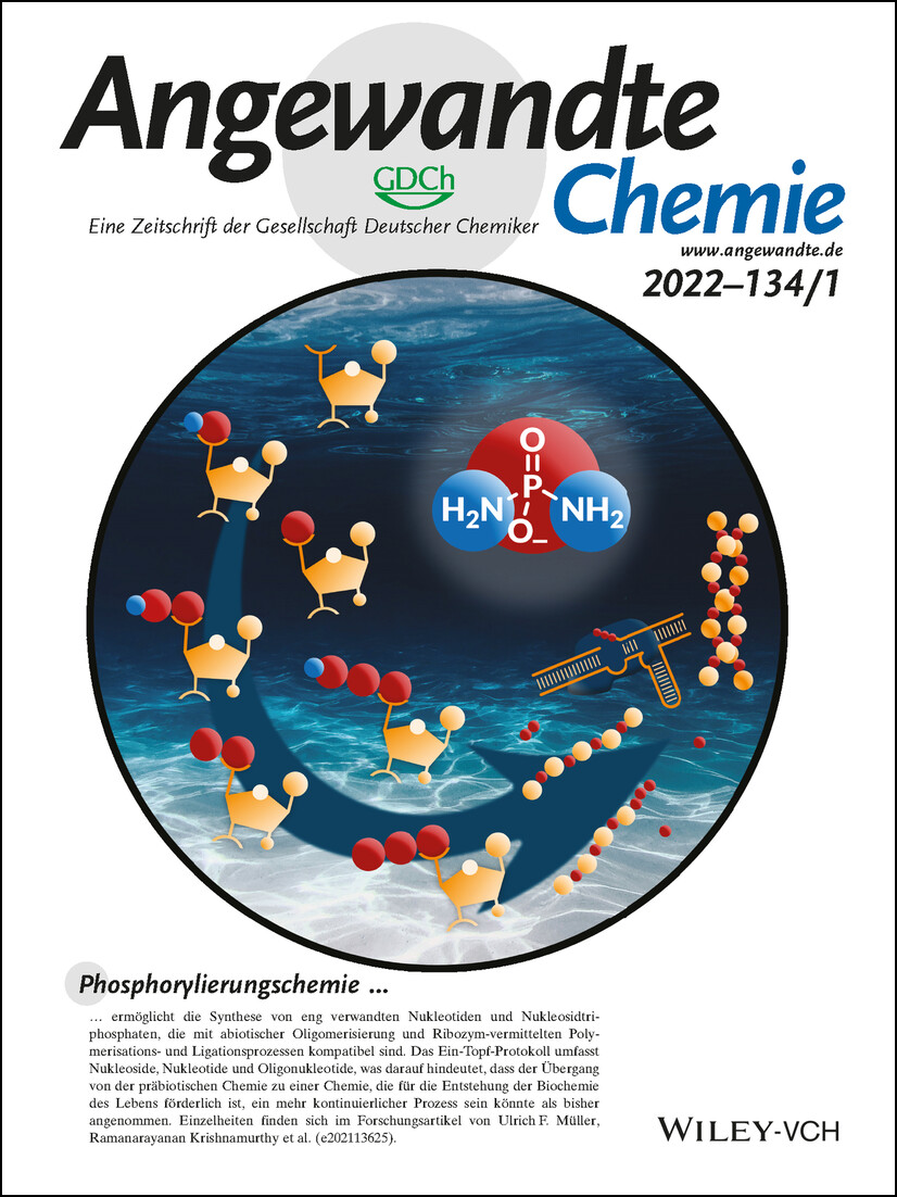 Innenrücktitelbild: Concurrent Prebiotic Formation of Nucleoside-Amidophosphates and Nucleoside-Triphosphates Potentiates Transition from Abiotic to Biotic Polymerization (Angew. Chem. 1/2022) Volume 134 Issue 1, 2022