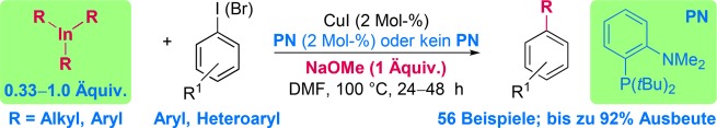 Copper-Catalyzed Coupling of Triaryl- and Trialkylindium Reagents with Aryl Iodides and Bromides through Consecutive Transmetalations