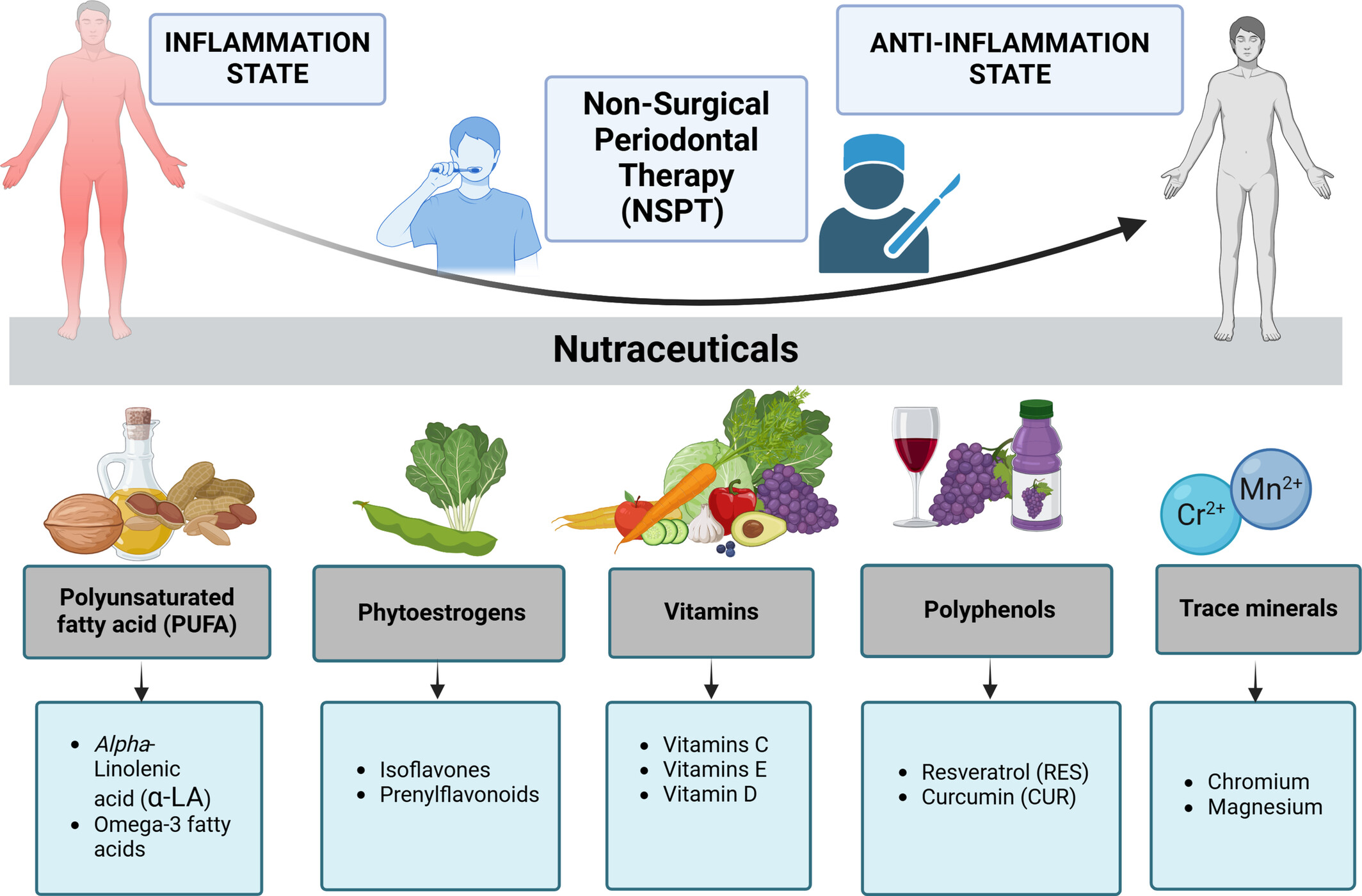 The Inflammation-Initiating and Resolving Mechanisms and Oxidation: Could Periodontal Therapy and Nutritional Strategy Improve the Systemic Health? A Narrative Review