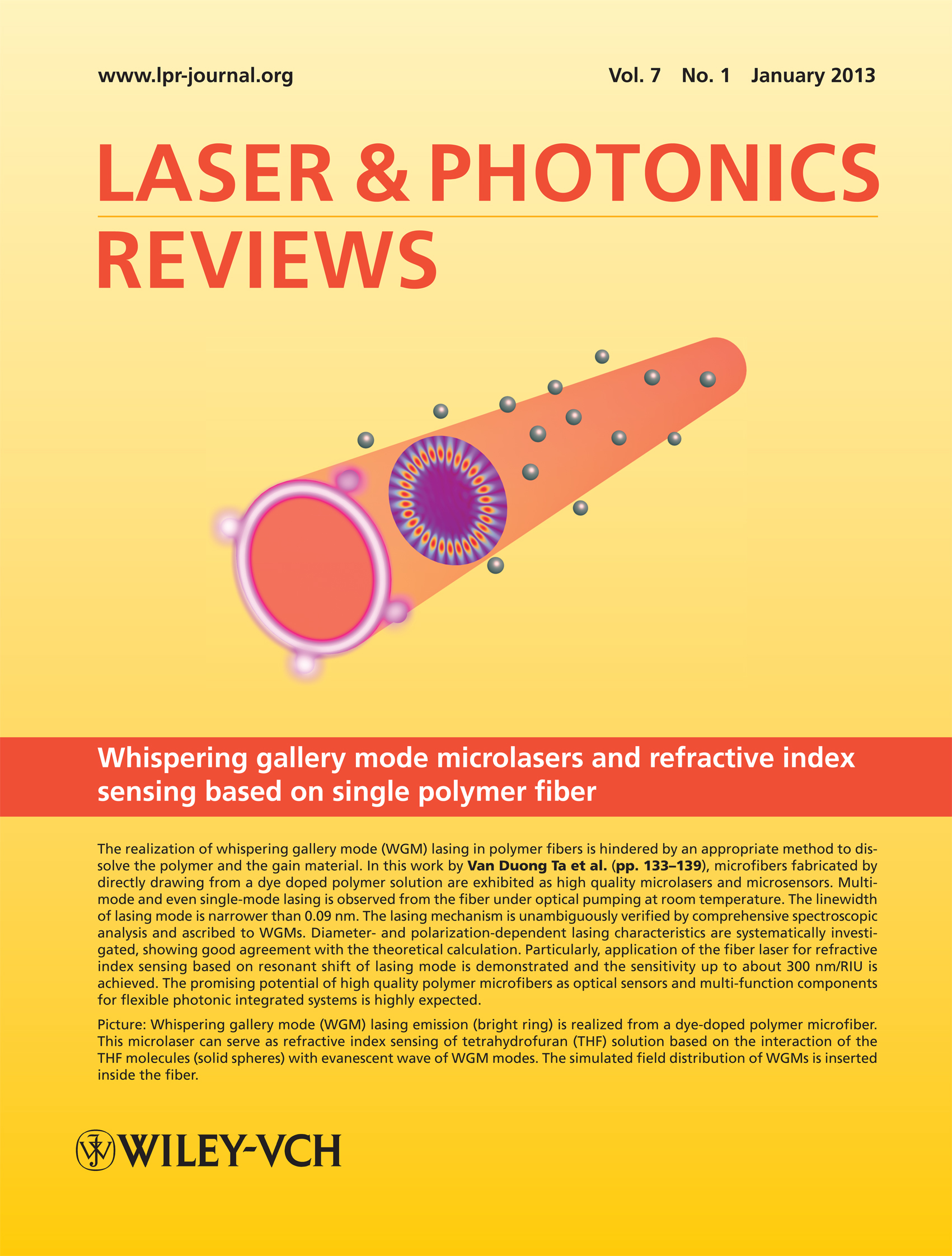 Whispering gallery mode microlasers and refractive index sensing based on single polymer fiber