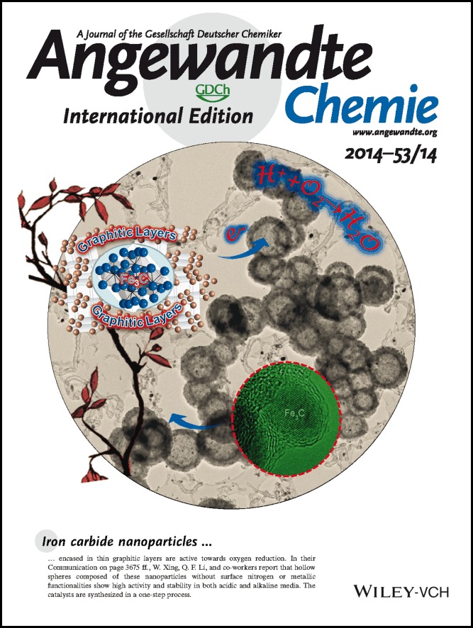 Inside Back Cover: Hollow Spheres of Iron Carbide Nanoparticles Encased in Graphitic Layers as Oxygen Reduction Catalysts (Angew. Chem. Int. Ed. 14/2014)