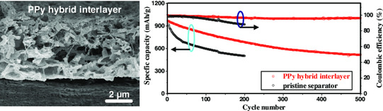 In Situ Template-Sacrificing Approach to a Highly Conductive 3D Hybrid Interlayer of an Advanced Lithium–Sulfur Battery Separator
