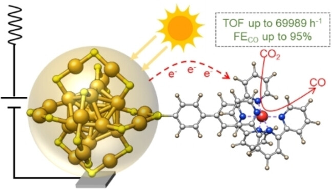Anchoring of Metal Complexes on Au25 Nanocluster for Enhanced Photocoupled Electrocatalytic CO2 Reduction