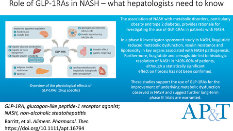 Review article: role of glucagon-like peptide-1 receptor agonists in non-alcoholic steatohepatitis, obesity and diabetes—what hepatologists need to know