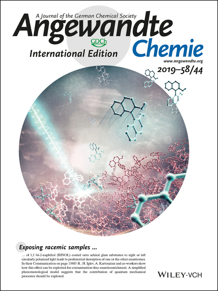 Inside Cover: Enantiospecific Desorption Triggered by Circularly Polarized Light (Angew. Chem. Int. Ed. 44/2019) Volume 58 Issue 44, 2019