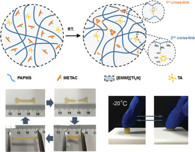 A Highly Ionic Conductive, Healable, and Adhesive Polysiloxane-Supported Ionogel