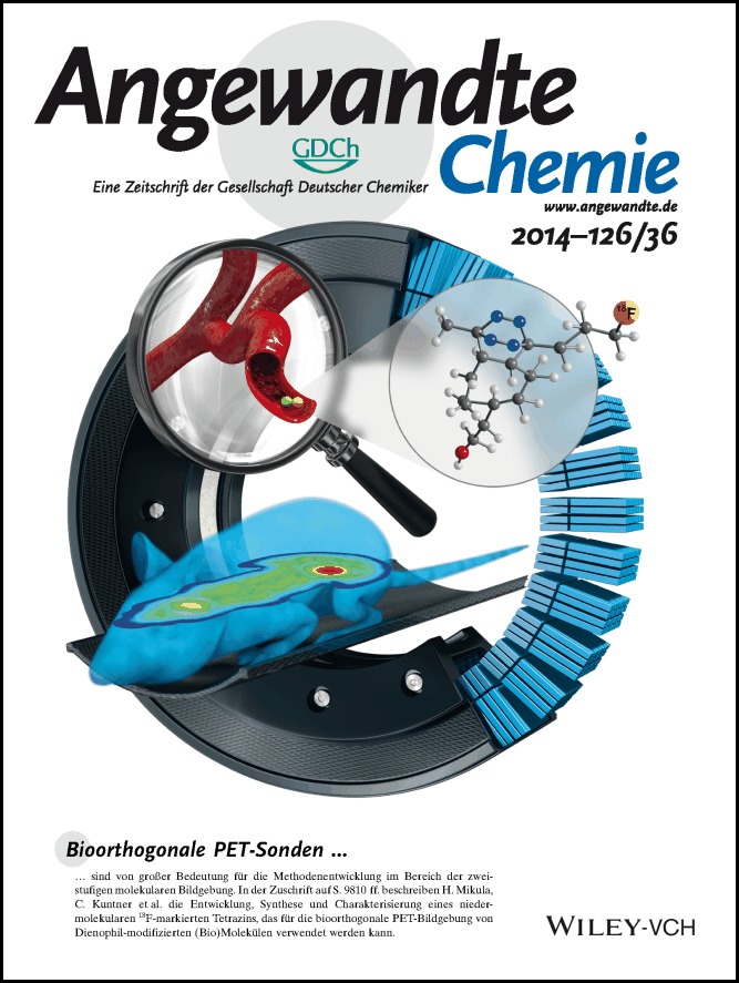 Innenrücktitelbild: Entwicklung eines 18F-markierten Tetrazins mit vorteilhaften pharmakokinetischen Eigenschaften für die bioorthogonale Positronenemissionstomographie (Angew. Chem. 36/2014)