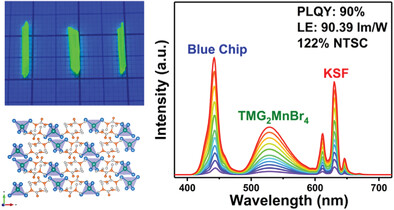 Centimeter-Sized Single Crystals of Tetrahedral Manganese (II) Halide Hybrids for Wide-Color Gamut Backlighting Displays