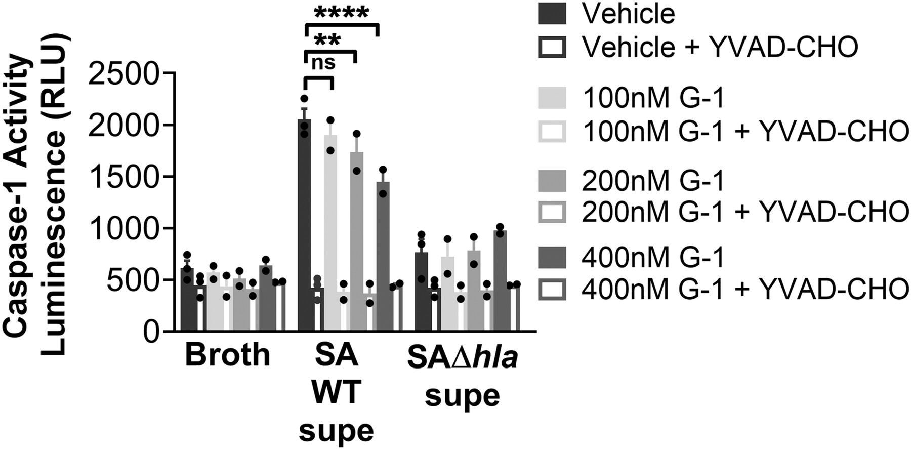 G protein-coupled estrogen receptor agonist G-1 decreases ADAM10 levels and NLRP3-inflammasome component activation in response to Staphylococcus aureus alpha-hemolysin