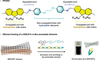 Efficient Sorting of Semiconducting Single-Walled Carbon Nanotubes in Bio-Renewable Solvents Through Main-Chain Engineering of Conjugated Polymers