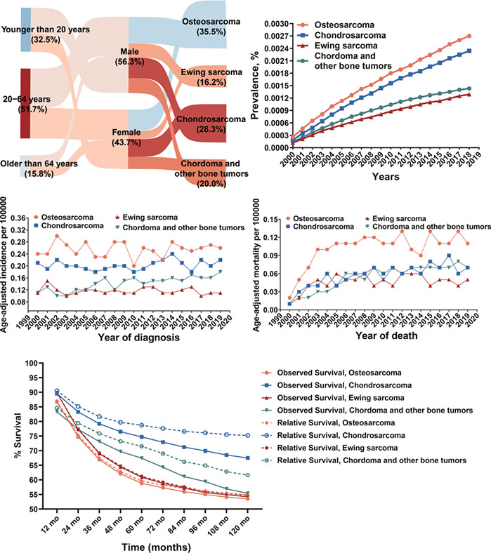 Twenty-year outcome of prevalence, incidence, mortality and survival rate in patients with malignant bone tumors