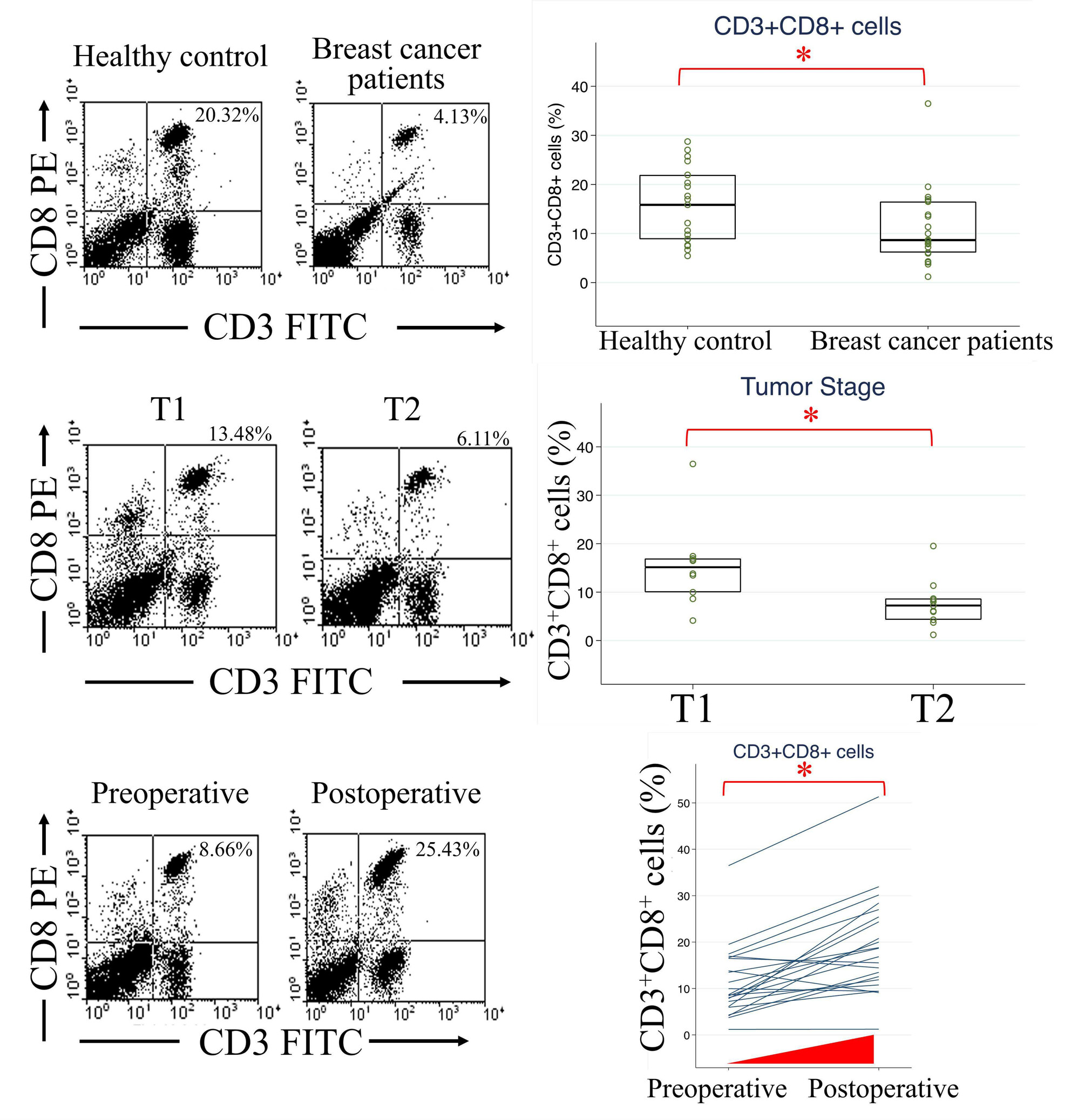 Circulating CD3+CD8+ T Lymphocytes as Indicators of Disease Status in Patients With Early Breast Cancer