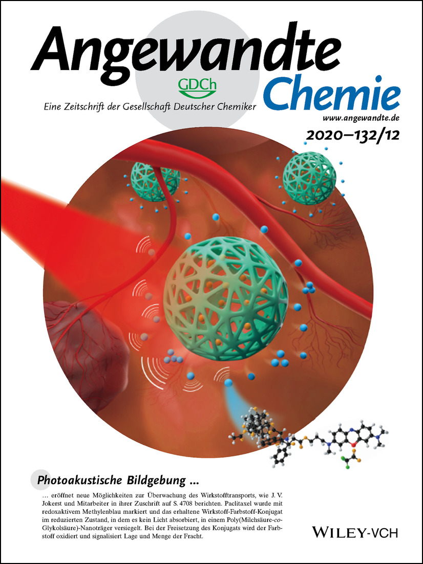 Innentitelbild: Photoacoustic Imaging Quantifies Drug Release from Nanocarriers via Redox Chemistry of Dye-Labeled Cargo (Angew. Chem. 12/2020) Volume 132 Issue 12, 2020