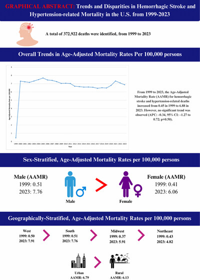 Trends and Disparities in Hemorrhagic Stroke and Hypertension-Related Mortality in the United States From 1999 to 2023: A CDC WONDER Database Analysis
