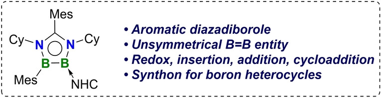 Aromatic 1,4,2,3-Diazadiborole Featuring an Unsymmetrical B=B Entity: A Versatile Synthon for Unusual Boron Heterocycles