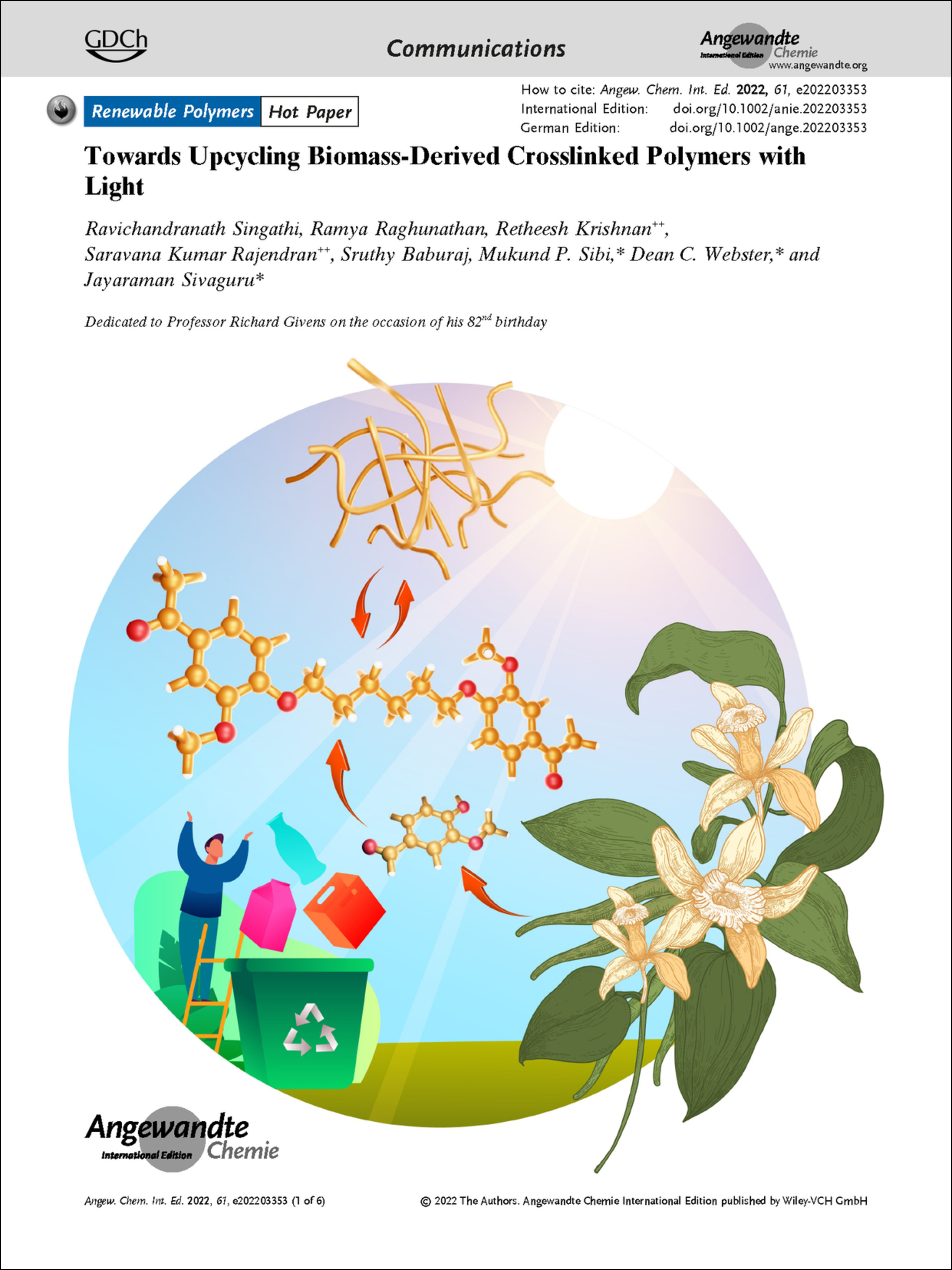 Frontispiece: Towards Upcycling Biomass-Derived Crosslinked Polymers with Light Volume 61 Issue 31, 2022