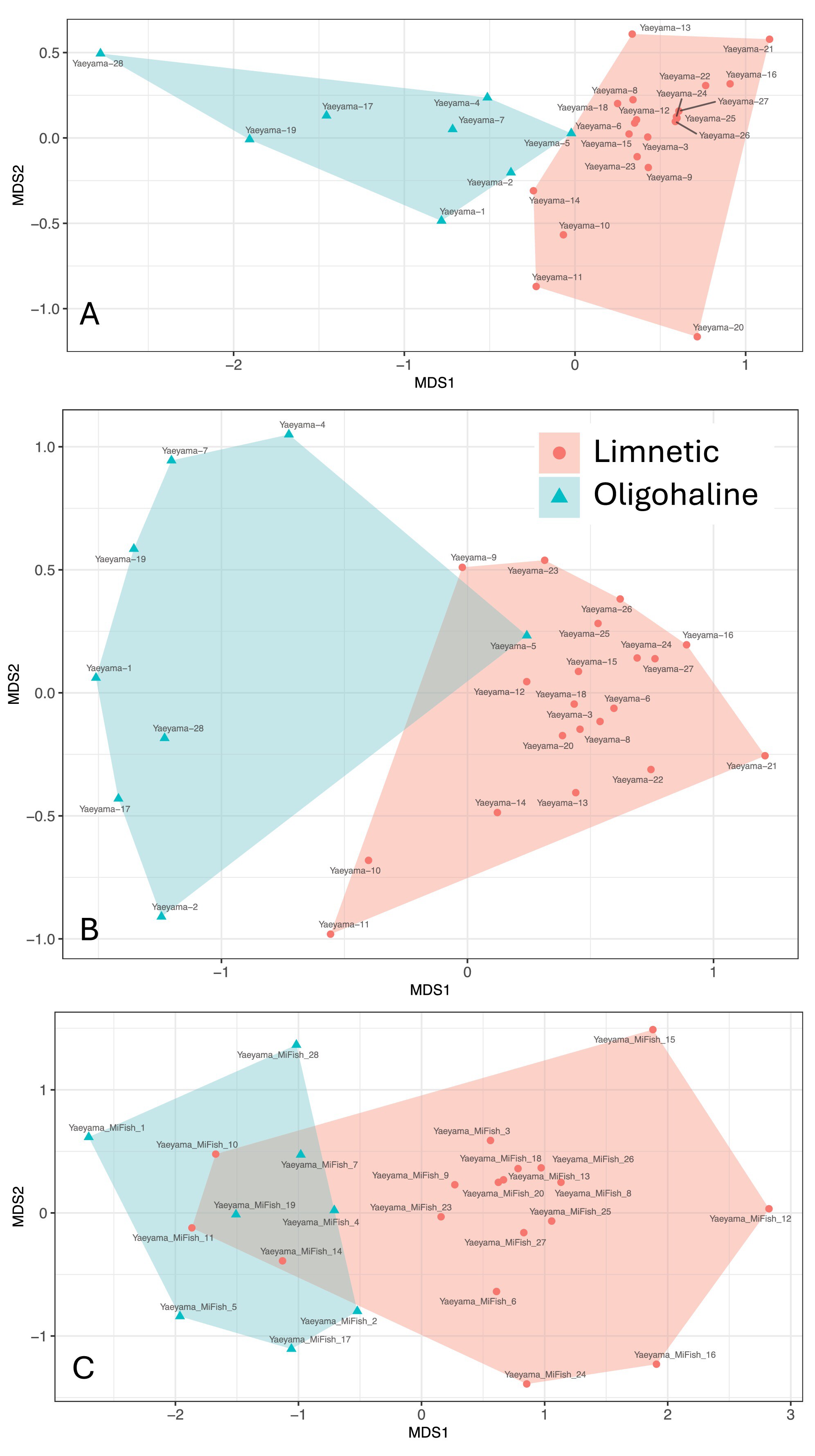 Distinct Community Compositions of Prokaryotes, Eukaryotes, and Fishes Revealed Through Environmental DNA Analysis at Different Salinities Around Ishigaki Island, Okinawa, Japan