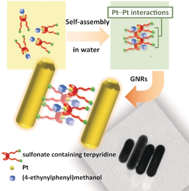 Platinum(II)-Based Supramolecular Scaffold-Templated Side-by-Side Assembly of Gold Nanorods through Pt⋅⋅⋅Pt and π–π Interactions