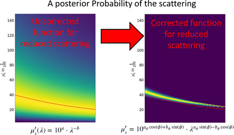 Analysis of diffuse reflectance spectroscopy by means of Bayesian inference and separation of the parameters for scattering strength and spectral dependence of the scattering