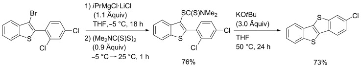 Synthese von Dibenzothiophenen und verwandten Heterocyclenklassen unter Verwendung funktionalisierter Dithiocarbamate