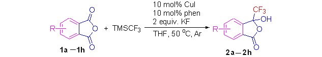 Copper(I)-Catalyzed Trifluoromethylation of Phthalic Anhydride Derivatives with (Trifluoromethyl)trimethylsilane
