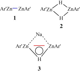 A Zinc–Zinc-Bonded Compound and Its Derivatives Bridged by One or Two Hydrogen Atoms: A New Type of Zn<span class='icomoon'></span>Zn Bonding