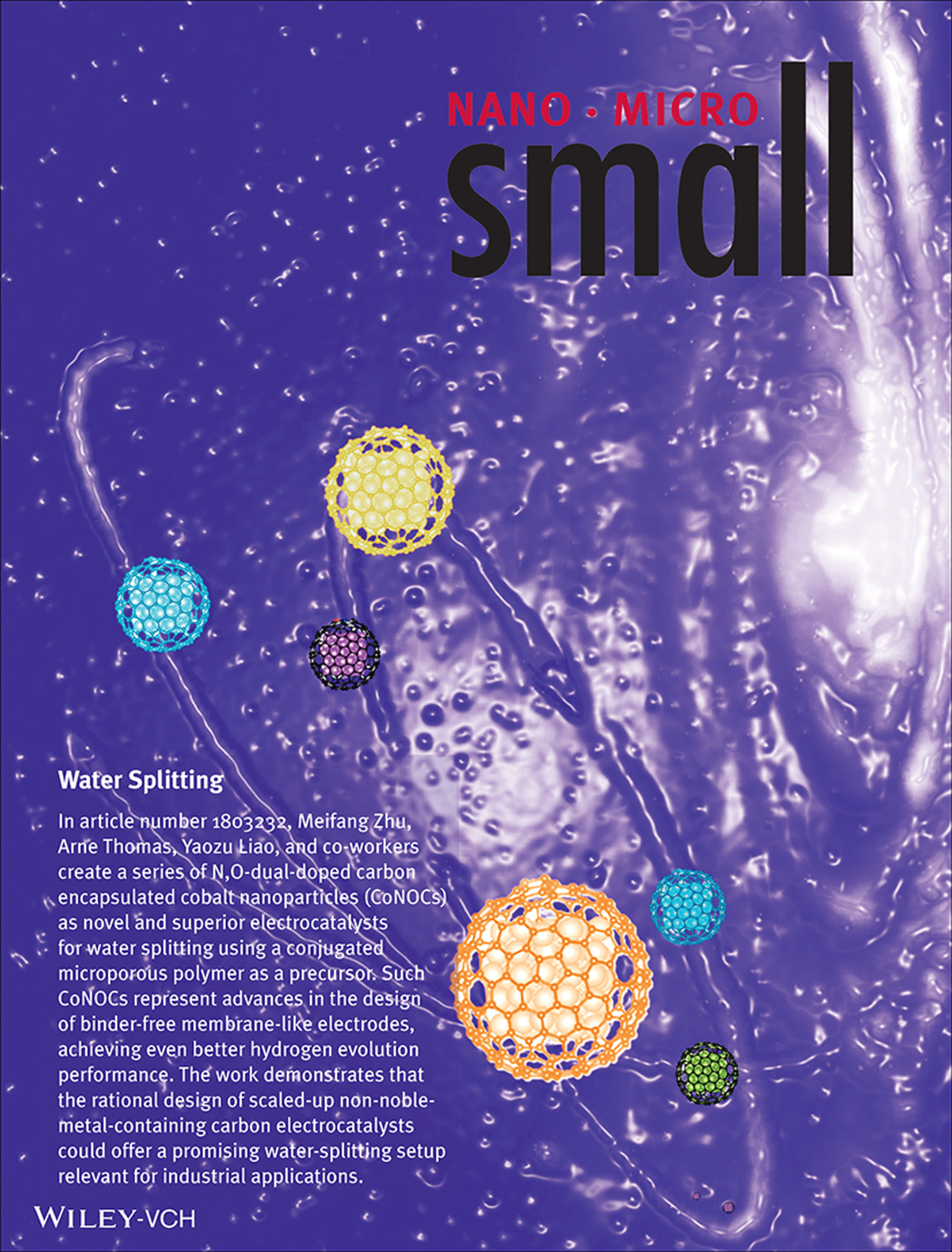 Water Splitting: Cobalt Nanocrystals Encapsulated in Heteroatom-Rich Porous Carbons Derived from Conjugated Microporous Polymers for Efficient Electrocatalytic Hydrogen Evolution (Small 42/2018) Volume 14 Issue 42, 2018