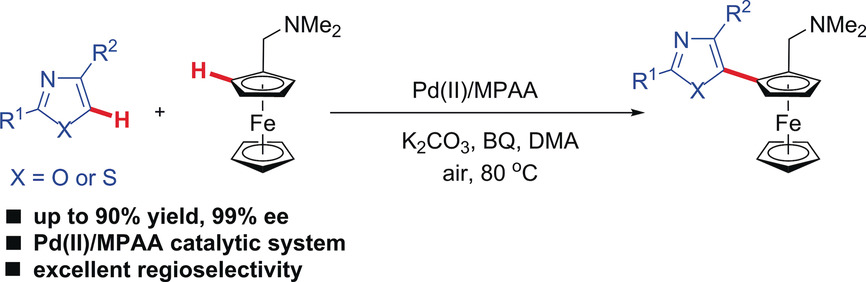 PdII-Catalyzed Regio- and Enantioselective Oxidative C−H/C−H Cross-Coupling Reaction between Ferrocenes and Azoles