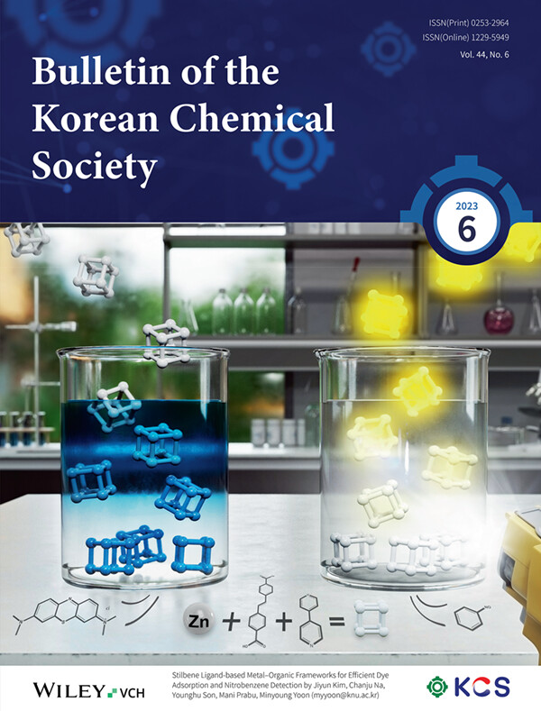 Cover Picture: Stilbene Ligand-based Metal–Organic Frameworks for Efficient Dye Adsorption and Nitrobenzene Detection (BKCS 6/2023) Jiyun Kim, Chanju Na, Younghu Son, Mani Prabu, Minyoung Yoon