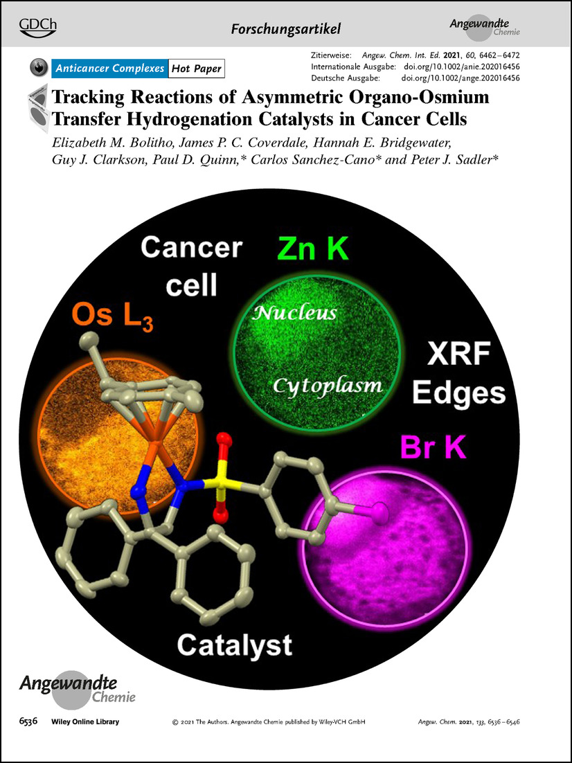 Frontispiz: Tracking Reactions of Asymmetric Organo-Osmium Transfer Hydrogenation Catalysts in Cancer Cells Volume 133 Issue 12, 2021