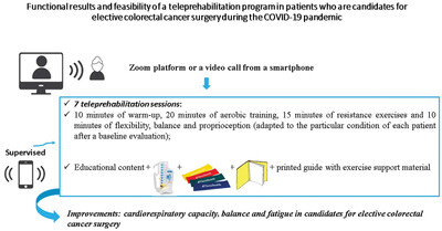Functional results and feasibility of a teleprehabilitation program in patients who are candidates for elective colorectal cancer surgery during the COVID-19 pandemic