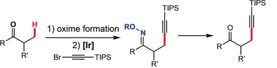 Iridium-Catalyzed β-Alkynylation of Aliphatic Oximes as Masked Carbonyl Compounds and Alcohols