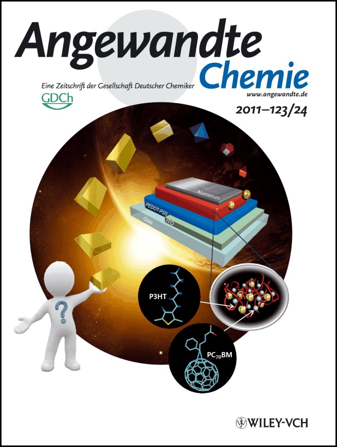 Rücktitelbild: Enhancement of Donor–Acceptor Polymer Bulk Heterojunction Solar Cell Power Conversion Efficiencies by Addition of Au Nanoparticles (Angew. Chem. 24/2011)