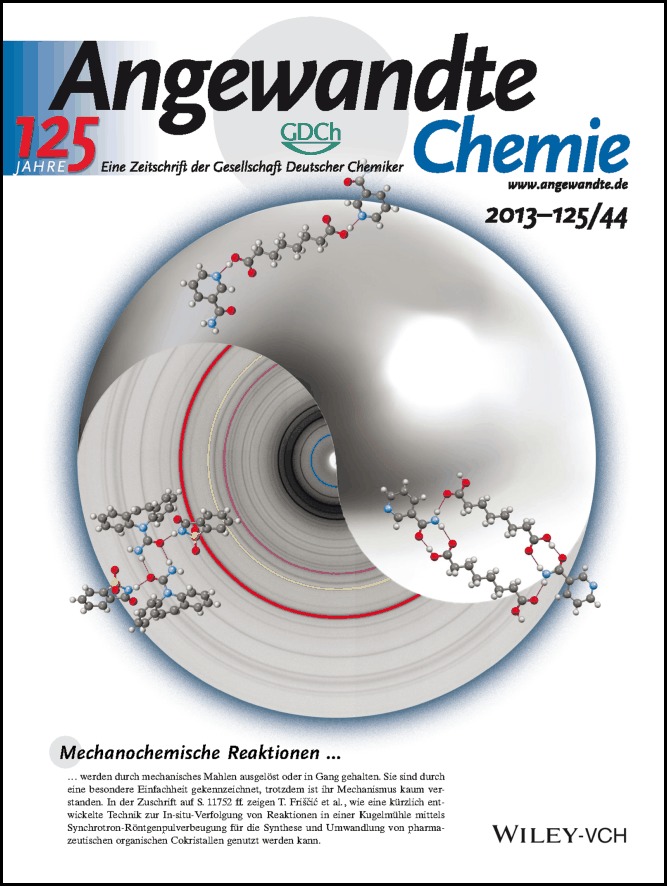 Innenrücktitelbild: Real-Time In Situ Powder X-ray Diffraction Monitoring of Mechanochemical Synthesis of Pharmaceutical Cocrystals (Angew. Chem. 44/2013)