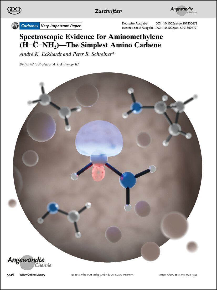 Frontispiz: Spectroscopic Evidence for Aminomethylene (H−C̈−NH2)—The Simplest Amino Carbene Volume 130 Issue 19, 2018