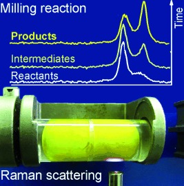 Laboratory Real-Time and In Situ Monitoring of Mechanochemical Milling Reactions by Raman Spectroscopy