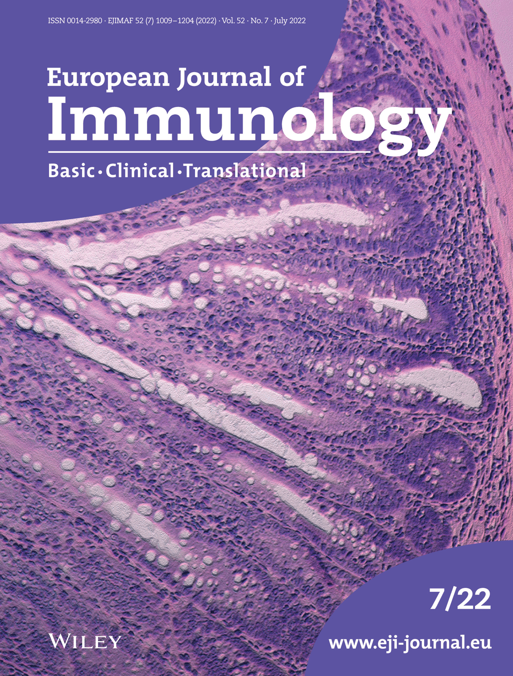 Cover story: Eur. J. Immunol. 7'22 Volume 52 Issue 7, 2022