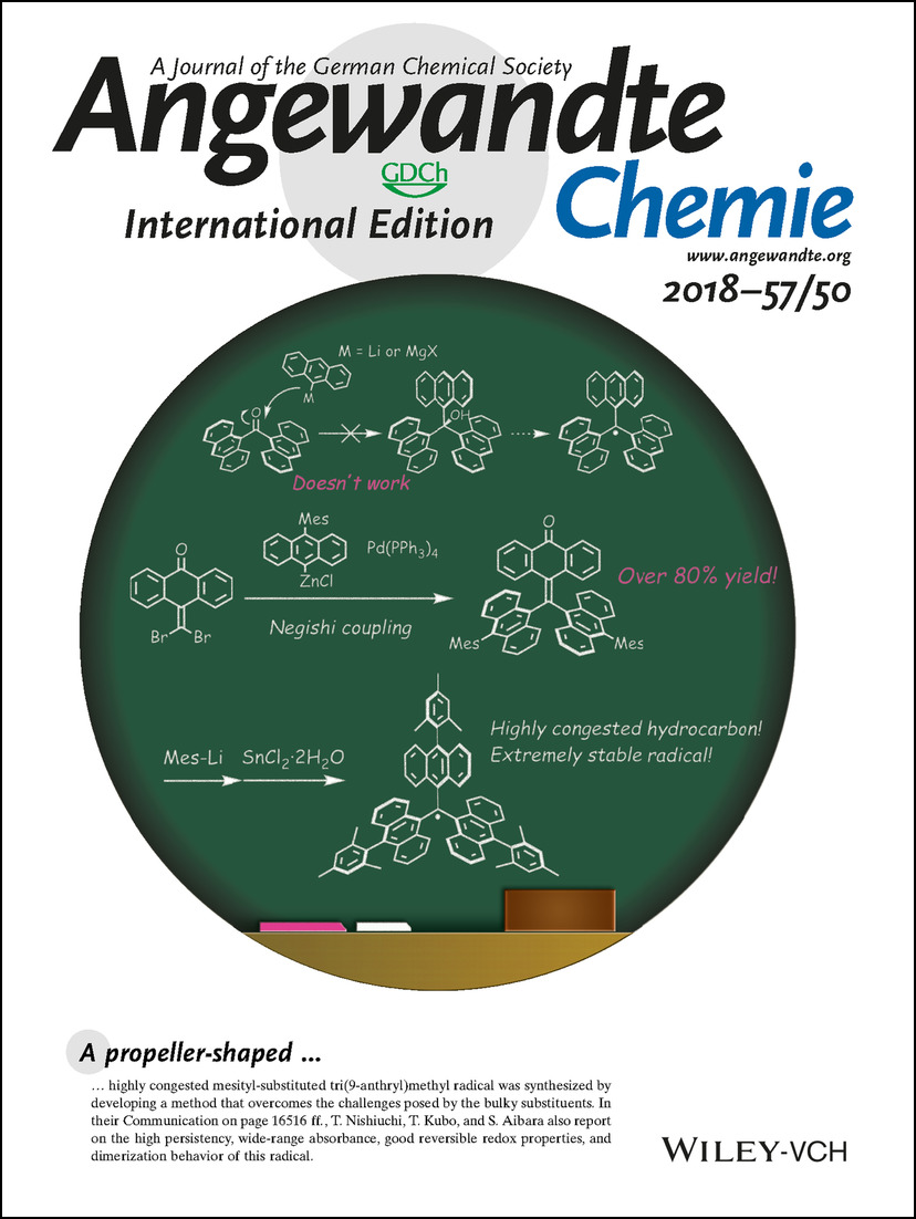 Inside Cover: Synthesis and Properties of a Highly Congested Tri(9-anthryl)methyl Radical (Angew. Chem. Int. Ed. 50/2018) Volume 57 Issue 50, 2018