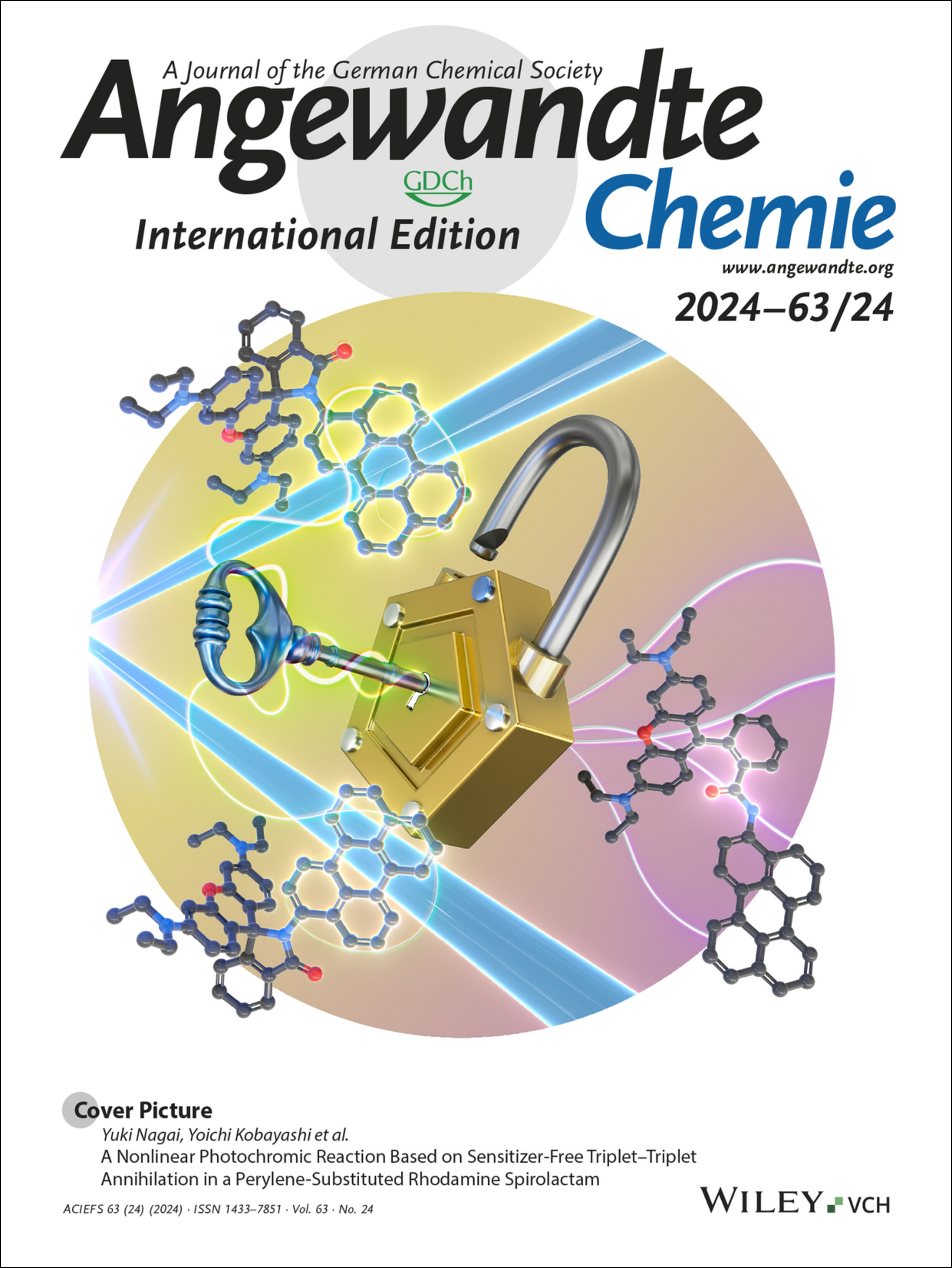 Cover Picture: A Nonlinear Photochromic Reaction Based on Sensitizer-Free Triplet–Triplet Annihilation in a Perylene-Substituted Rhodamine Spirolactam (Angew. Chem. Int. Ed. 24/2024) Volume 63 Issue 24, 2024