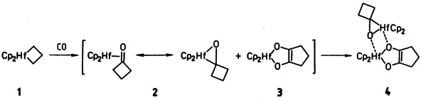 Reductive Coupling of CO: Formation of a 1:1 Adduct of η2-Ketone- and Enediolato-Complex upon Carbonylation of Bis(cyclopentadienyl)hafnacyclobutane