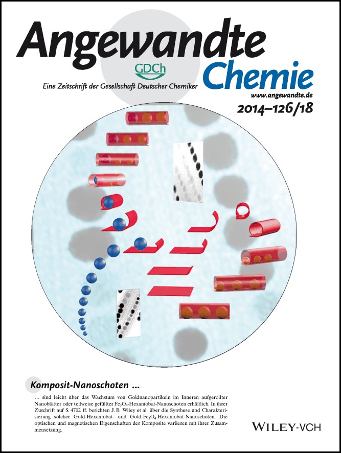 Innenrücktitelbild: Peapod-Type Nanocomposites through the In Situ Growth of Gold Nanoparticles within Preformed Hexaniobate Nanoscrolls (Angew. Chem. 18/2014)