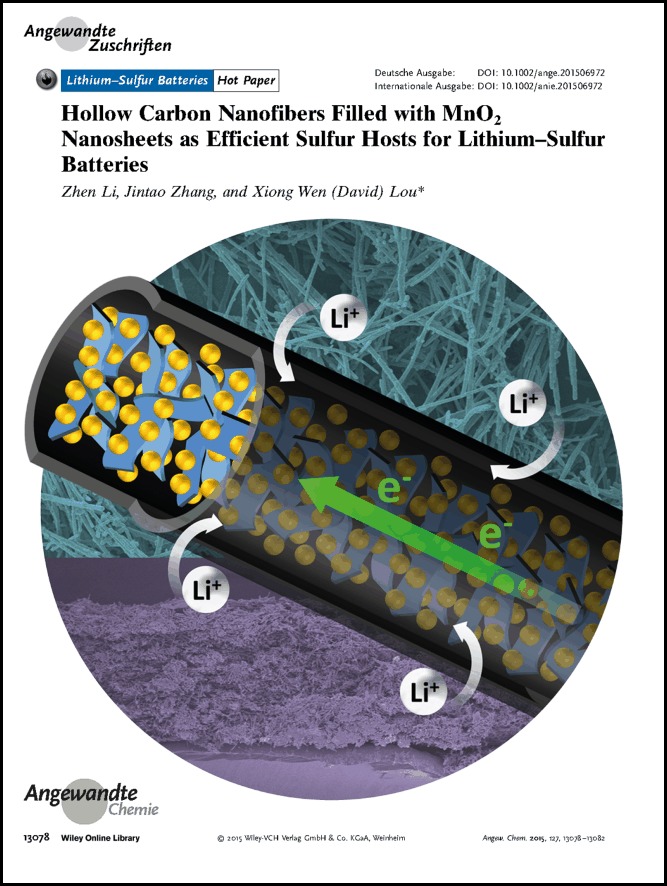 Frontispiz: Hollow Carbon Nanofibers Filled with MnO2 Nanosheets as Efficient Sulfur Hosts for Lithium–Sulfur Batteries